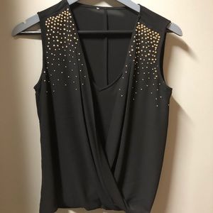 Cache black sequin top, xs